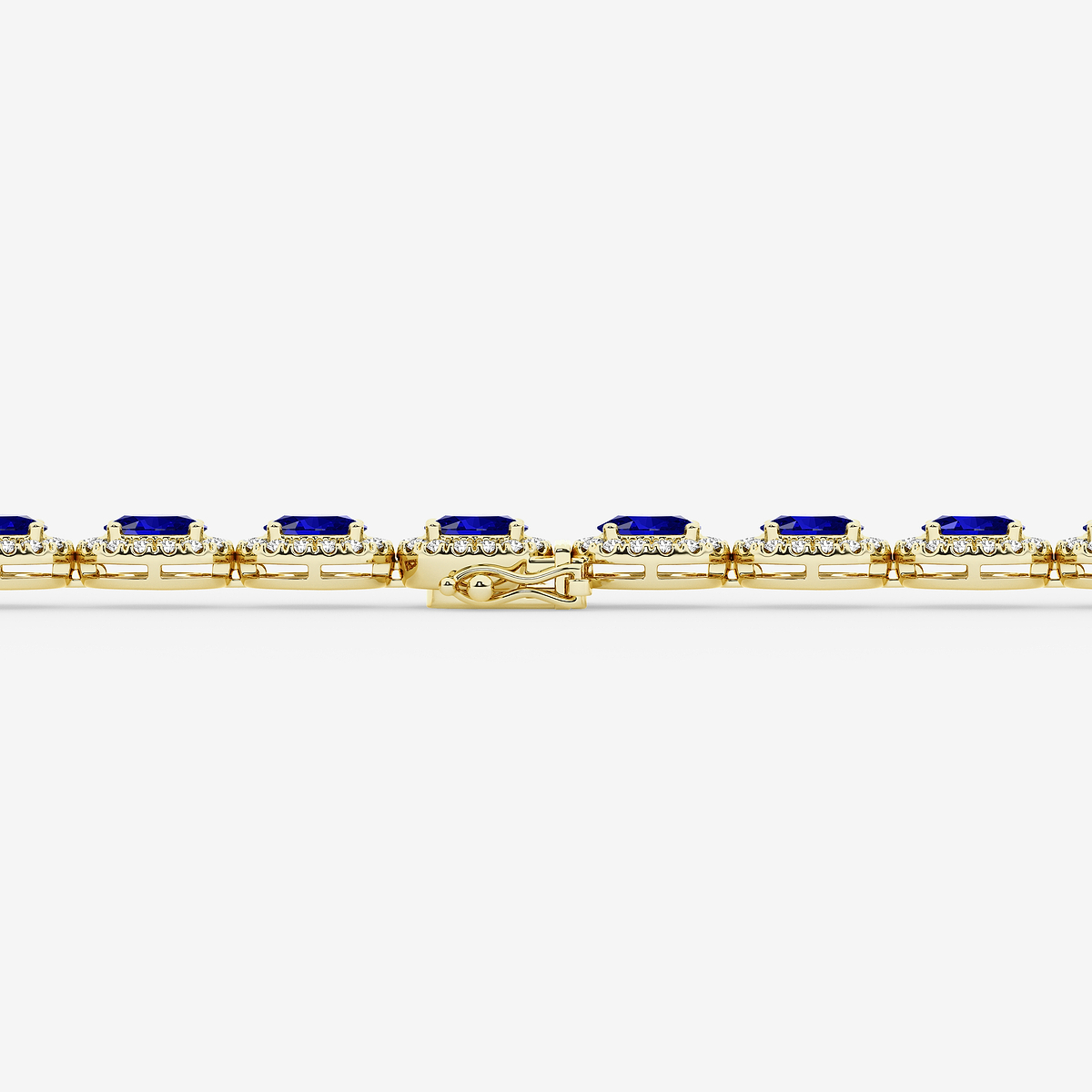 Additional Image 2 for  8 1/2 Oval Cut Created Sapphire and Round Lab Grown Diamond Bracelet - 7 Inches